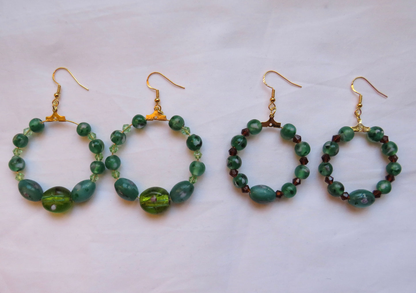 Green Beaded Hoops