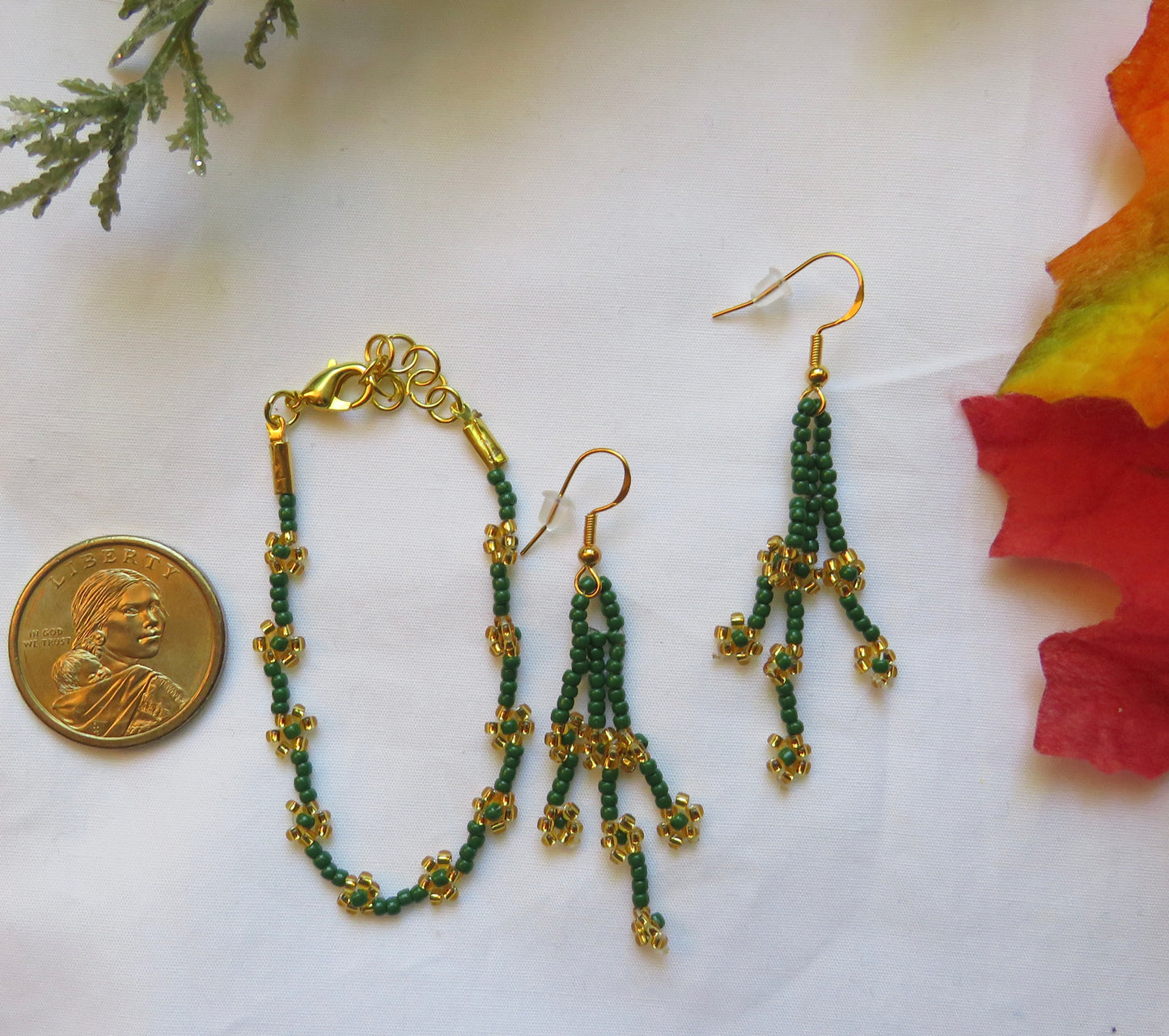 Beaded Bracelet & Earrings