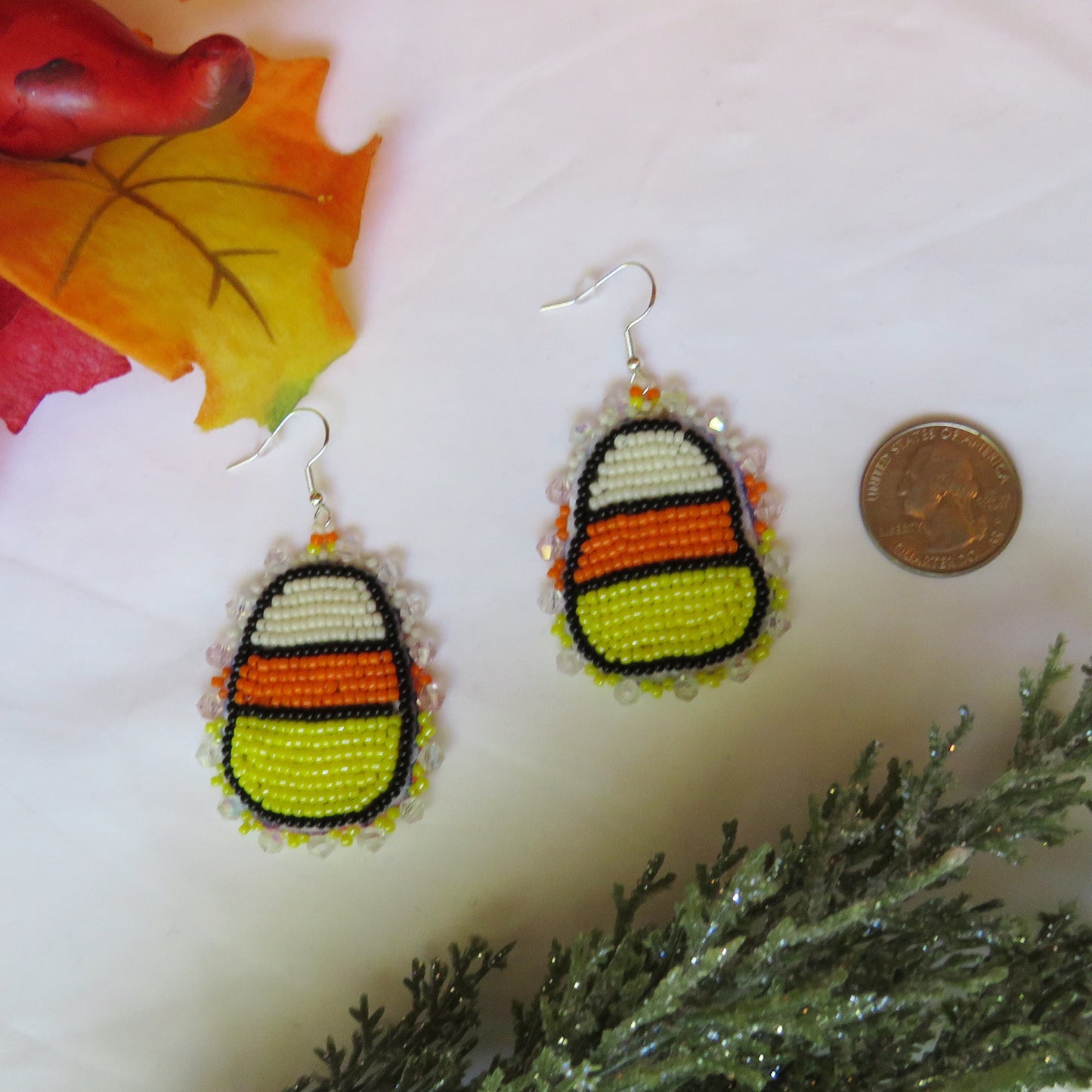 Candy Corn Beaded Earrings