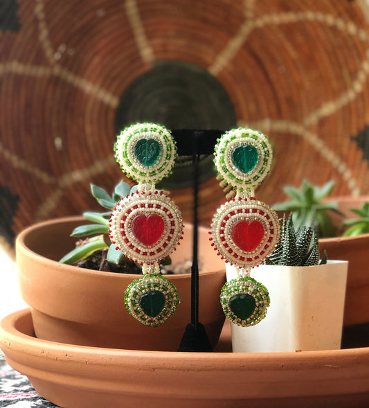 Three Tier Beaded Earrings