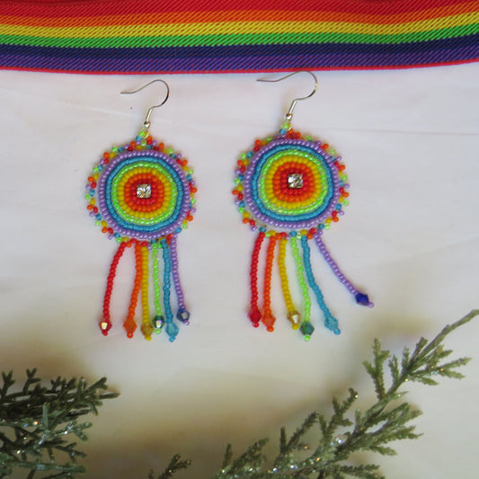 Rainbow Beaded Earrings